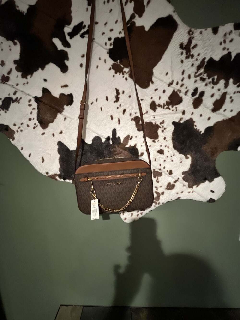 Michael Kors Jet Set Large EW Zip Chain Crossbody Bag Brown
